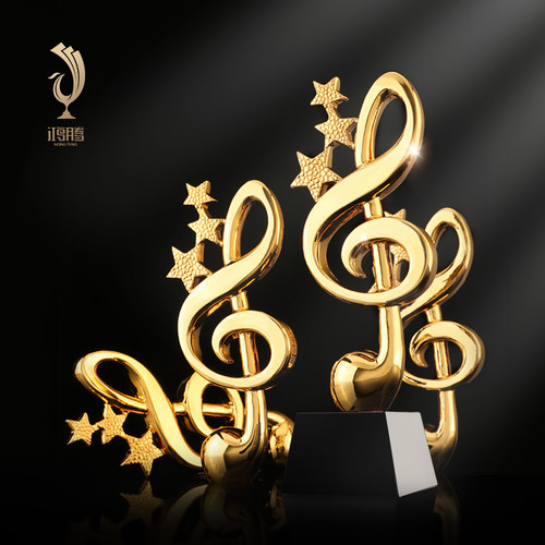 金属奖杯定制定做音乐音符歌手唱歌比赛颁奖水晶奖杯奖品创意刻字 - 图0