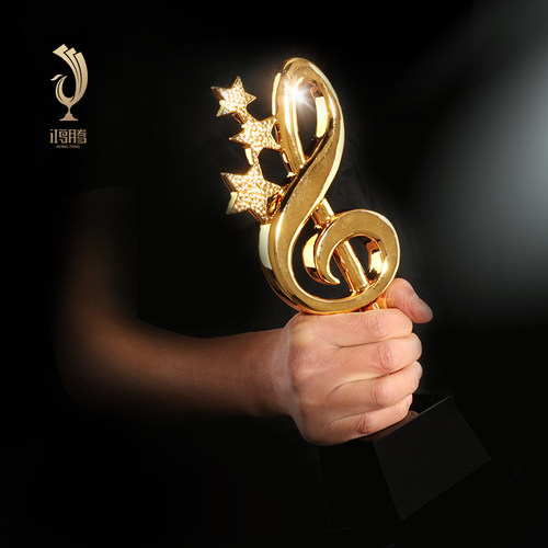 金属奖杯定制定做音乐音符歌手唱歌比赛颁奖水晶奖杯奖品创意刻字 - 图1