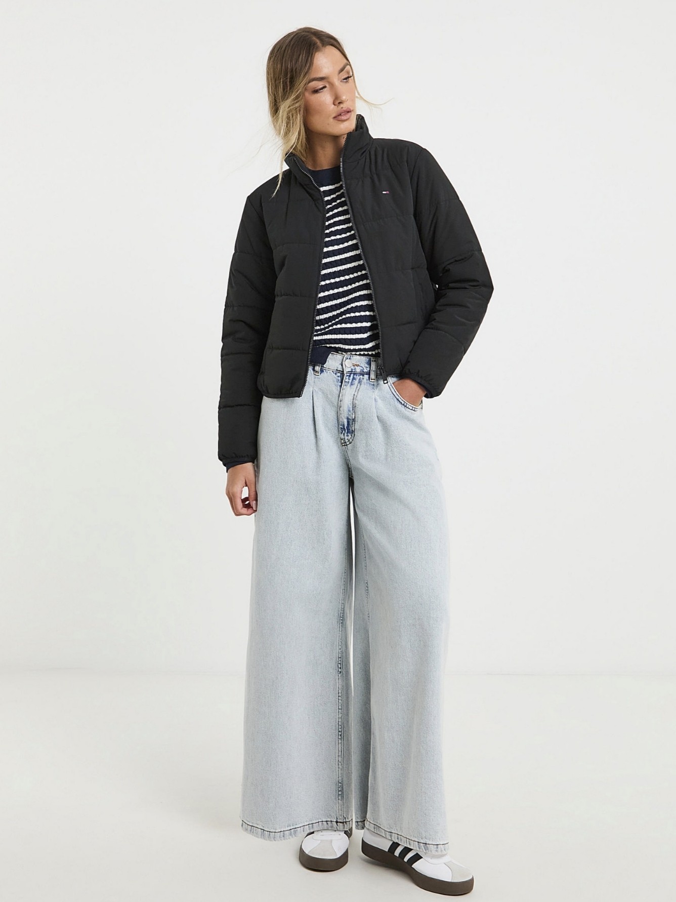 超飒！正品TOMMY25款美版高腰显腿长女款轻棉服立领棒球服外套,淘宝优惠券,粉丝福利购,淘宝优惠卷