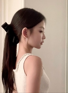 韩系明星同款黑色蝴蝶结香蕉夹女后脑勺抓夹马尾夹竖夹头饰发夹子