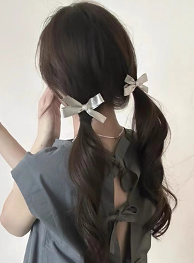 韩系银色立体蝴蝶结发夹甜酷少女弹簧夹发饰头饰侧边夹碎发后脑勺