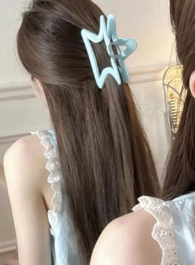 奶油蓝色果冻星星蝴蝶结抓夹夏季鲨鱼夹亚克力少女发抓大号发饰品