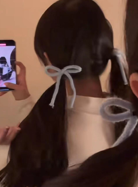 秋冬新款毛线蝴蝶结发夹刘海夹双马尾飘带发卡ins可爱少女发饰品