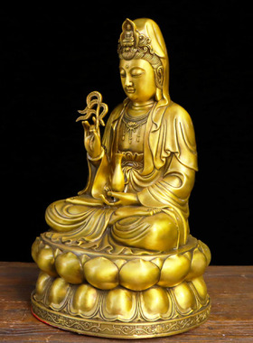 黄铜寺庙佛堂家居观世音菩萨摆件