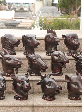 纯黄铜圆明园十二生肖兽首摆件