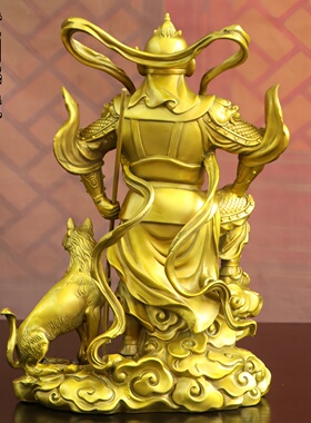 黄铜二郎神杨戬招财桌面摆件