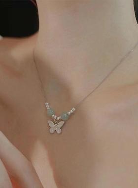 幻蝶之舞项链女和田玉轻奢小众高级百搭时尚锁骨链爆款新中式饰品