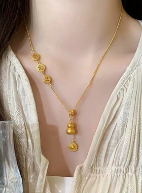专柜金包银葫芦吊坠女款福禄转运锁骨链生日礼物七夕礼盒送女友