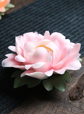 牡丹花中式风茶道陶瓷香盘摆件