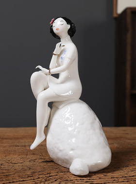 古典风白瓷德化人物美女工艺品