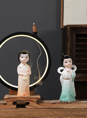 古典风美少女玄关工艺品德化白瓷