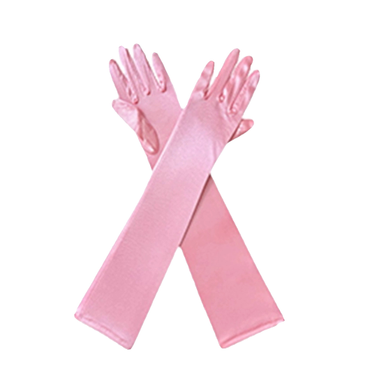法式复古缎面长手套粉色公主生日礼服袖套手臂装饰绸缎手袖高级感