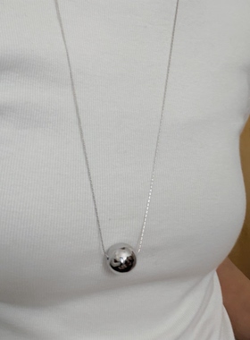 734号钛钢有求必应链路路通长款项链女简约空心球球抽拉毛衣链