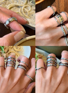 734钛钢不掉色经典素圈极简风可洗澡亮晶晶食指戒银色情侣戒指