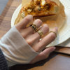 734 Titanium Steel Hands-washing No need to remove or fade Index finger ring European and American finger rings with adjustable retro diamond ring