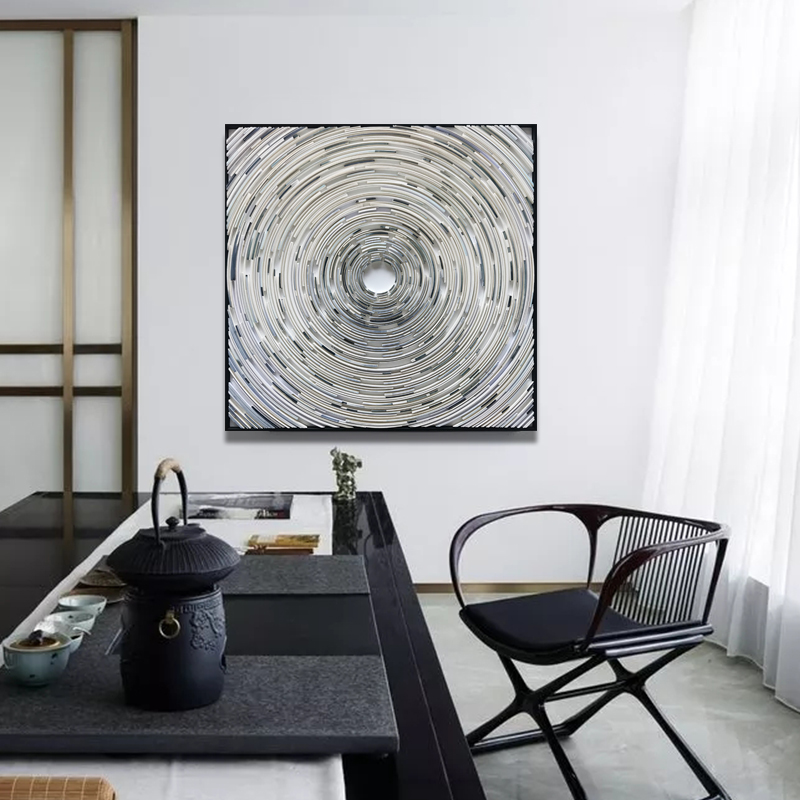 现代轻奢立体手工卡纸实物画玄关挂画别墅酒店客厅走廊装饰画 - 图1