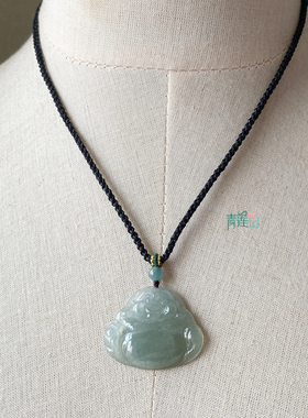 青莲记天然翡翠男女佛公吊坠项链