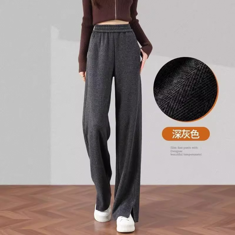 清仓捡漏人字纹阔腿裤女秋冬高腰垂感加厚加绒保暖直筒香蕉女裤子,淘宝优惠券,粉丝福利购,淘宝优惠卷