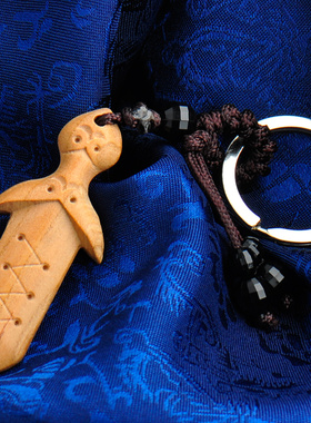 普生缘手工雕刻随身携带桃木剑