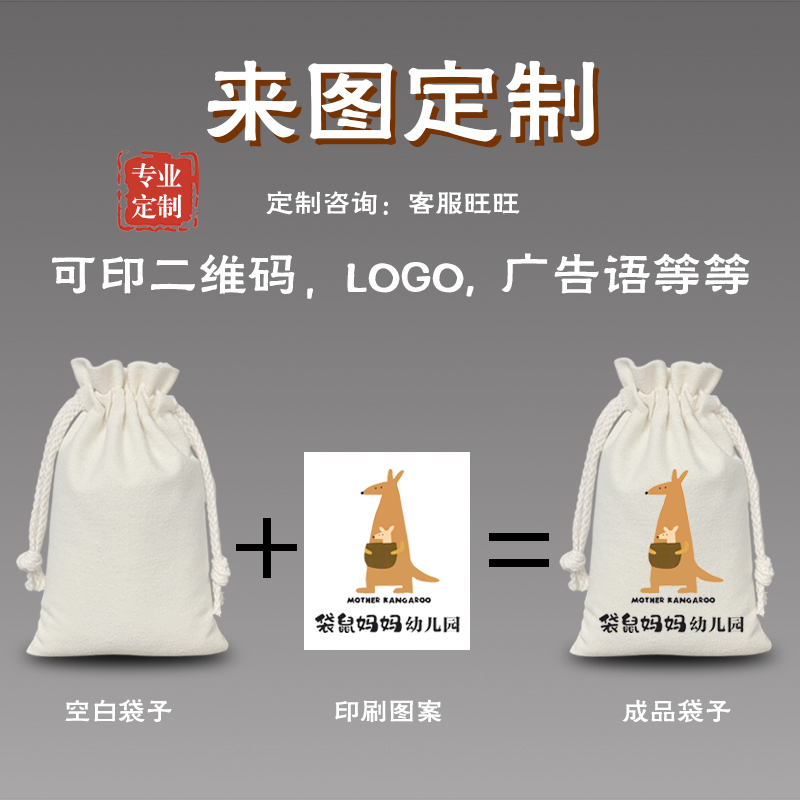 加厚帆布袋收纳束口袋杂物双抽涤棉布袋定制LOGO大米面粉谷物袋子 - 图3