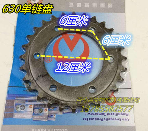 电动三轮车链条单排链轮630型单链条 630型单盘牙盘链盘电机轮 - 图2