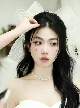 新娘高级减龄超仙蝴蝶结头纱