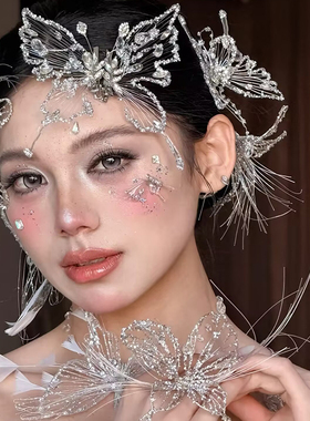 新娘高级仙气水晶蝴蝶发夹