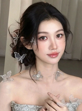 新款蝴蝶灵动发夹新娘韩式婚纱