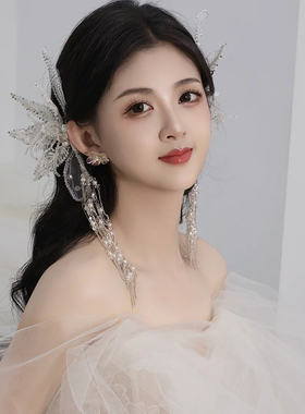 边夹发夹蕾丝水晶串珠日韩超仙美