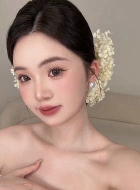森系新娘绣球花头饰超仙简约