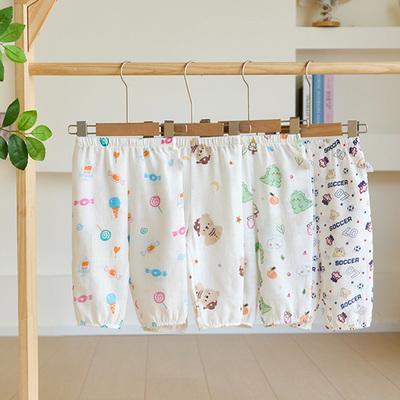 婴儿防蚊裤纯棉纱布睡裤