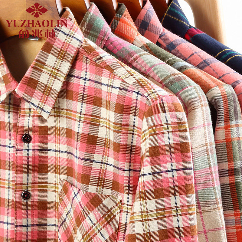 俞兆林纯棉加绒格子女士2021年衬衫 俞兆林上海衬衫
