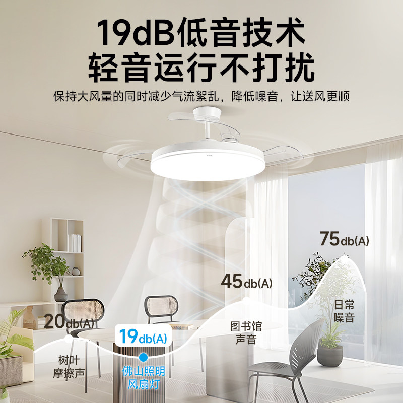 FSL佛山照明风扇灯具现代简约家用隐形扇叶餐厅卧室吊灯2025新款