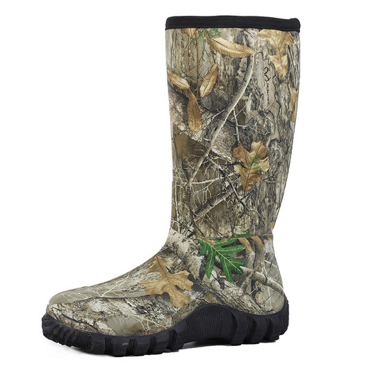 Качественные осенне-зимние легкие мужские резиновые сапоги с камуфляжным принтом