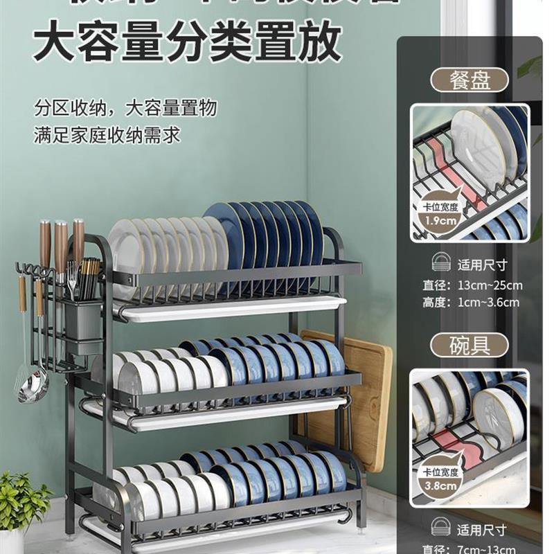 Dish rack kitchen shelf floor drain rack tableware storage - 图1