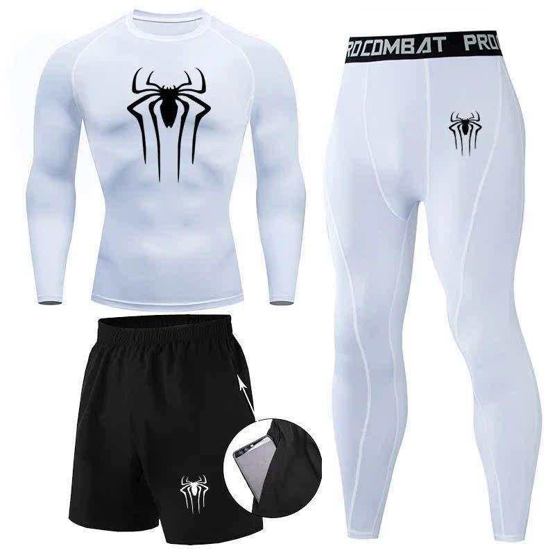 Men 3Pc Set Winter Thermal Underwear Compression Sports Suit-图2