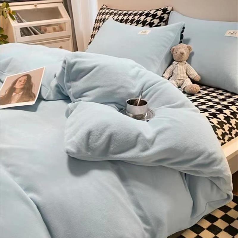 Luxury Fleece Bedsheet set Blanket Duvet Cover Set Bed Cover-图2