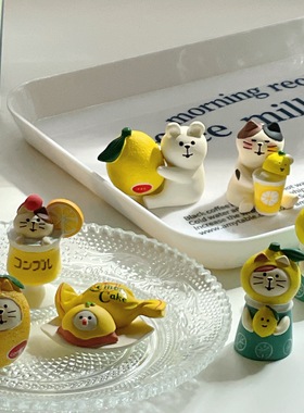 树脂装饰柠檬猫桌面柠檬茶