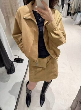 2026早秋新款女装麂皮绒外套裙子两件套韩系配包包高级感套装九米