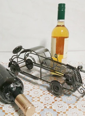 复古铁艺老爷车模型摆件欧式家居红酒架装饰品创意工艺品摄影道具