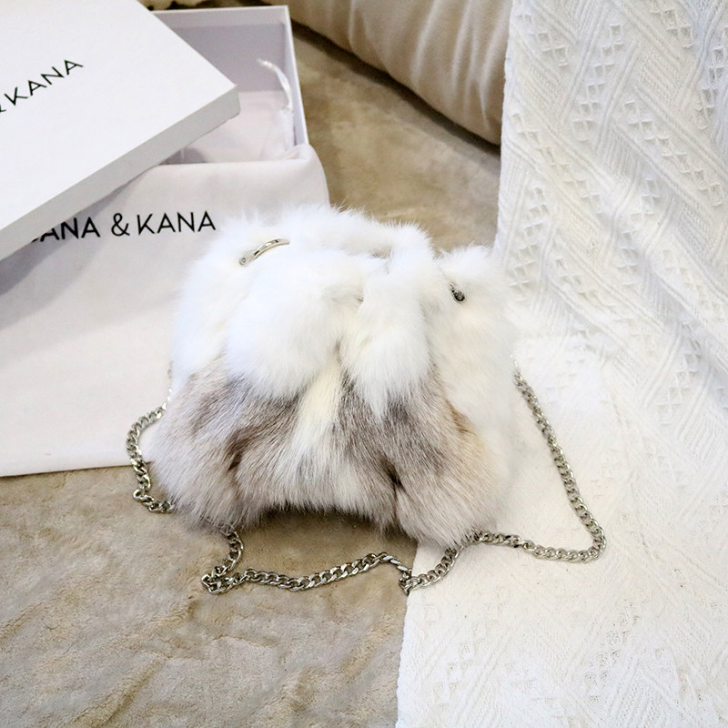 CANA&KANA高级定制整皮狐狸毛皮草水桶包包单肩斜挎珍珠手提洋气,淘宝优惠券,粉丝福利购,淘宝优惠卷