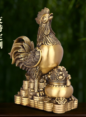 铜金鸡聚财金鸡聚宝盆摆件装饰品