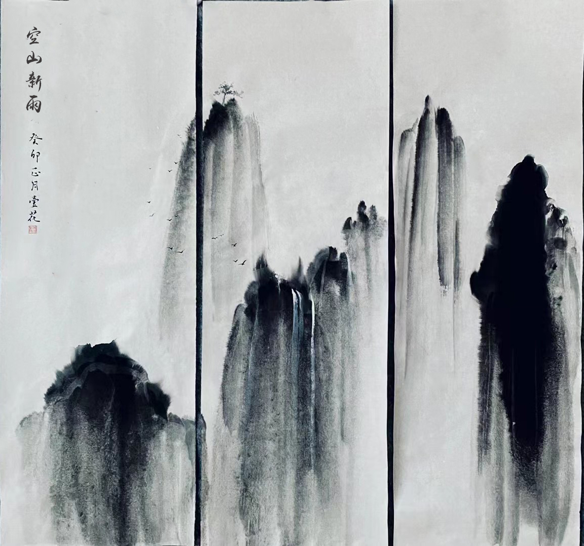 手绘定制 新中式国画客厅沙发背景墙装饰画茶室禅意办公室山水画