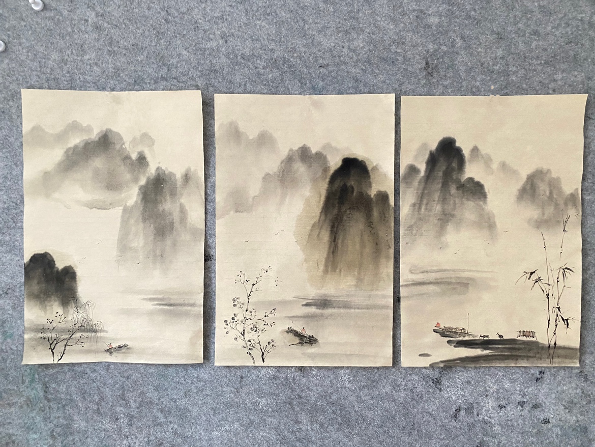 手绘定制 新中式国画客厅沙发背景墙装饰画茶室禅意办公室山水画