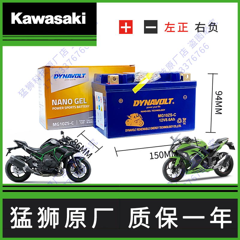 川崎大牛Ninja ZX-10R(ZX10R) ZX1000-C杠十10 04-17摩托车电瓶-图1