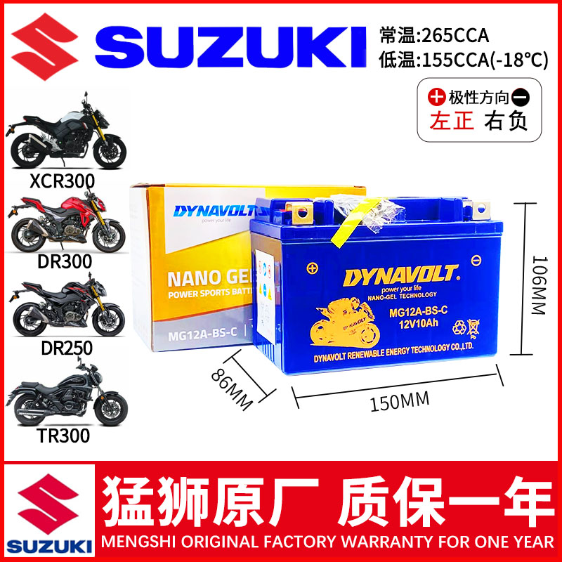 适用豪爵GW/DL250 GSX250R/DR300/TR300/XCR300/DR250/GSX400电瓶-图2