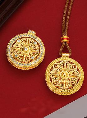 小红书抖音韦雪同款点钻可旋转金刚杵十字架八宝罗盘吊坠编绳项链