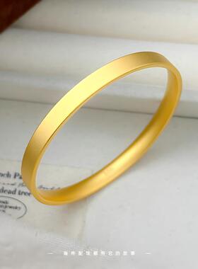 越南沙金手镯女古法四方镯子