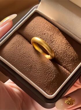 古法沙金传承泥鳅背加厚素圈戒指新中式设计感久不掉色女金工指环