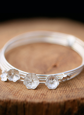 原创自然清新花簇多圈层手镯时尚